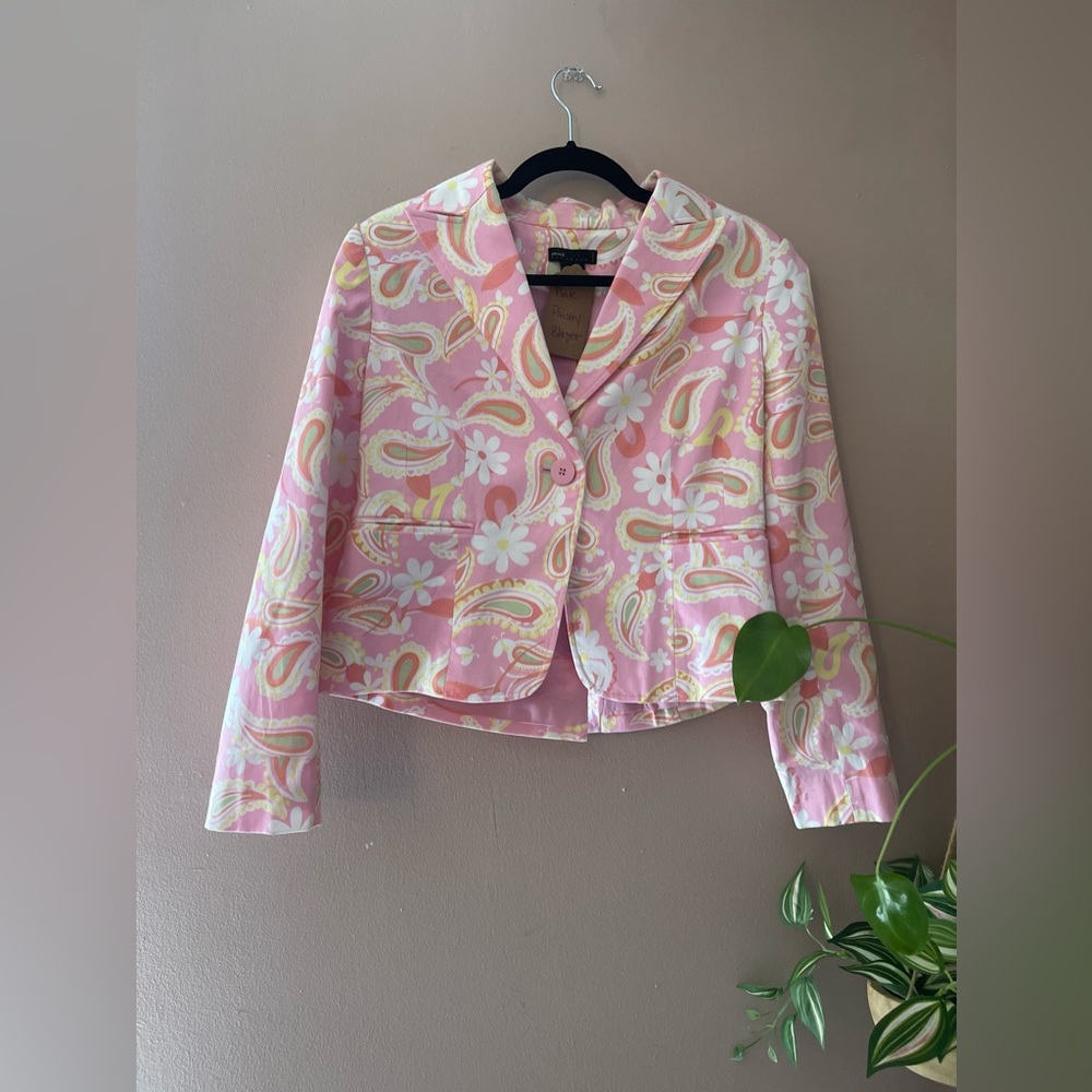 Y2K Paisley Pastel Cropped Blazer